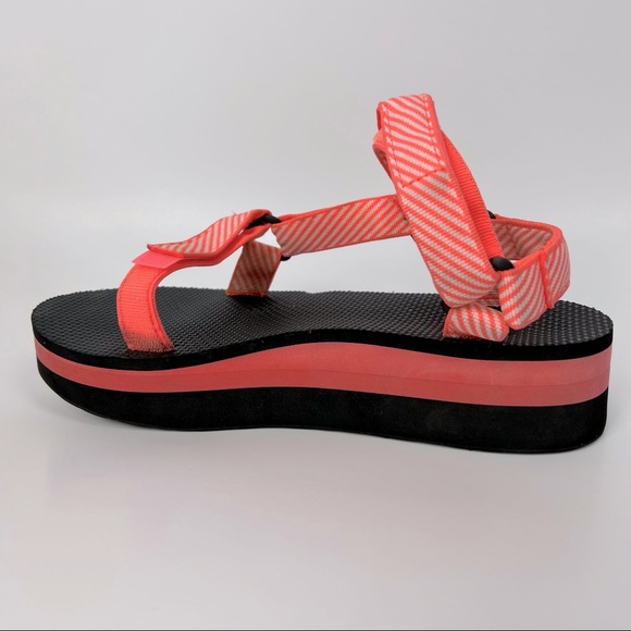 Teva Shoes - Teva Women's Flatform Universal Candy Stripe Coral Ankle-High Nylon Size 10